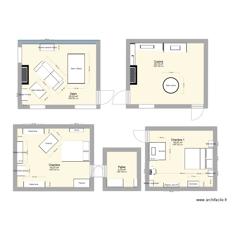 maison. Plan de 5 pièces et 80 m2