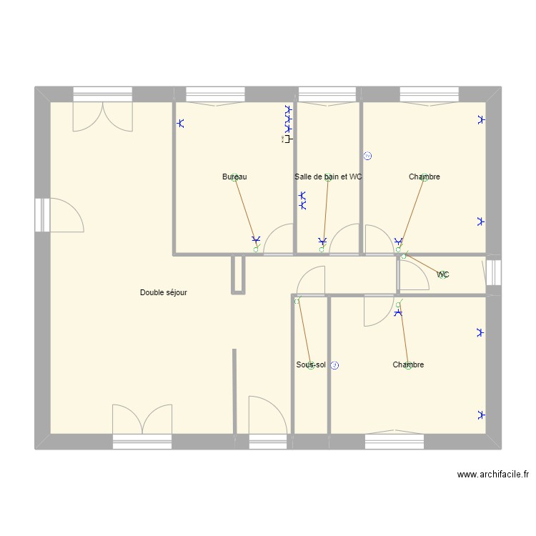 maison . Plan de 8 pièces et 79 m2