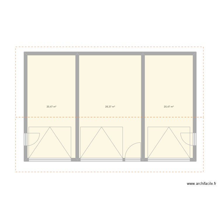 annexe. Plan de 3 pièces et 67 m2