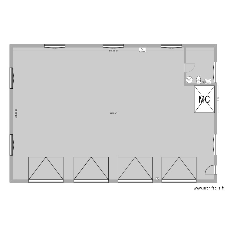 Barnhouse. Plan de 1 pièce et 208 m2