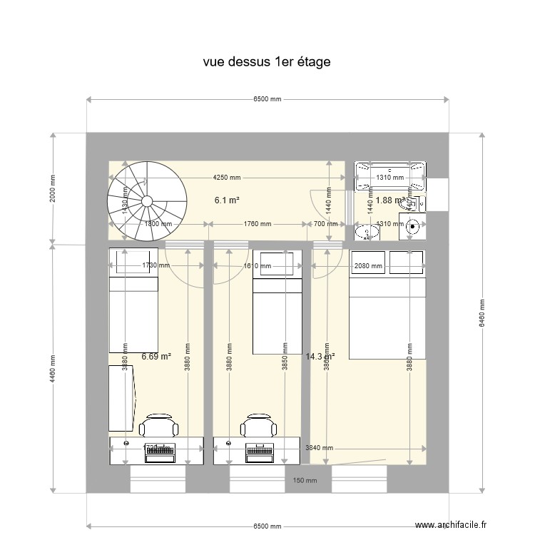 Vue dessus 1er étage. Plan de 0 pièce et 0 m2