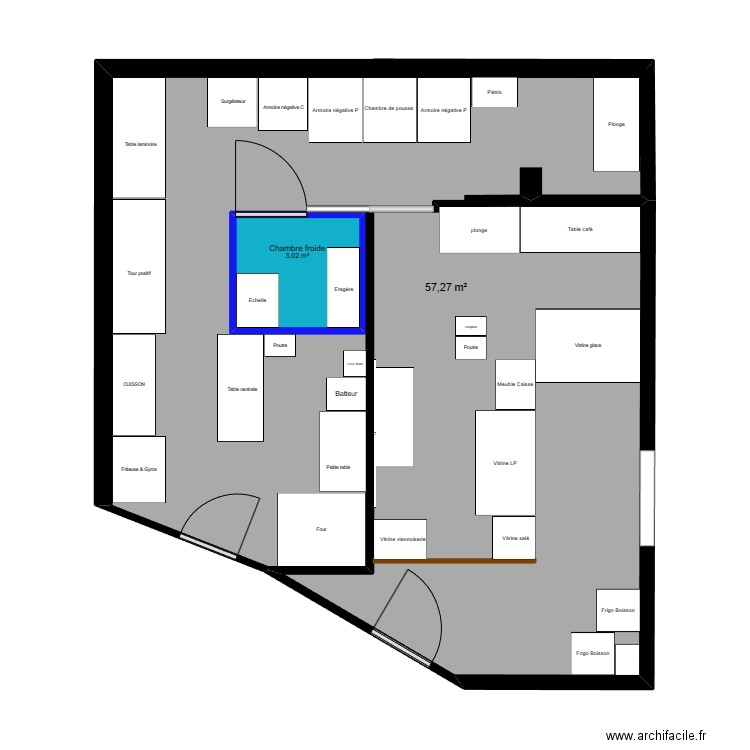 local LBC. Plan de 2 pièces et 64 m2