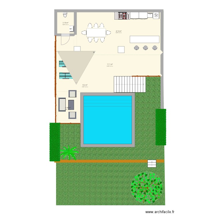 Piscine Pool House v2. Plan de 0 pièce et 0 m2