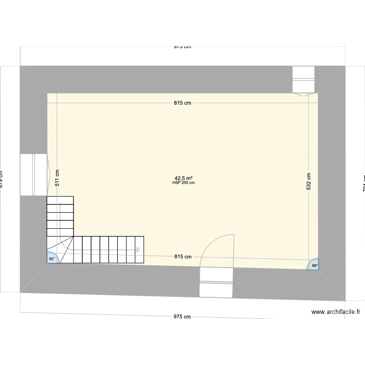 maison senesse. Plan de 1 pièce et 43 m2