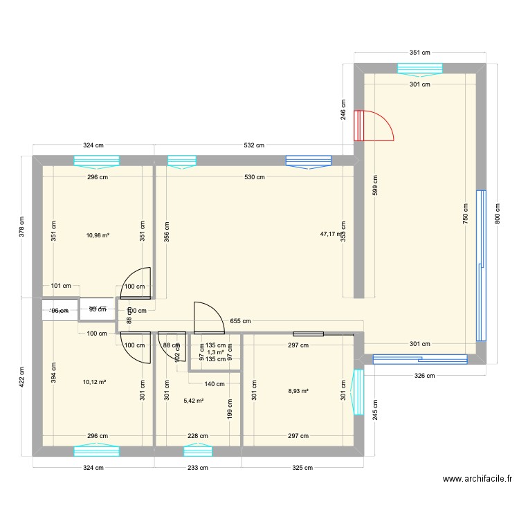 Cavillone2. Plan de 6 pièces et 84 m2