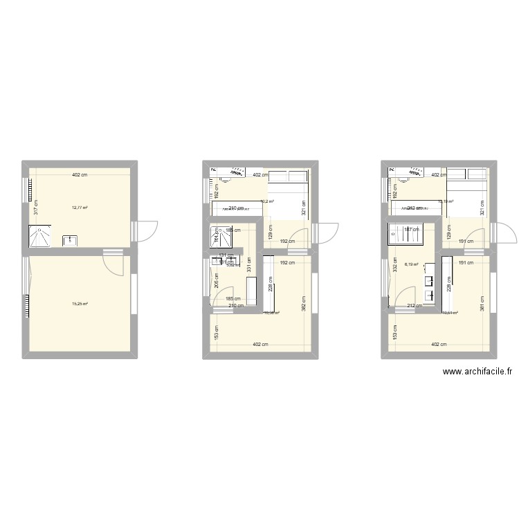 Maison. Plan de 8 pièces et 81 m2