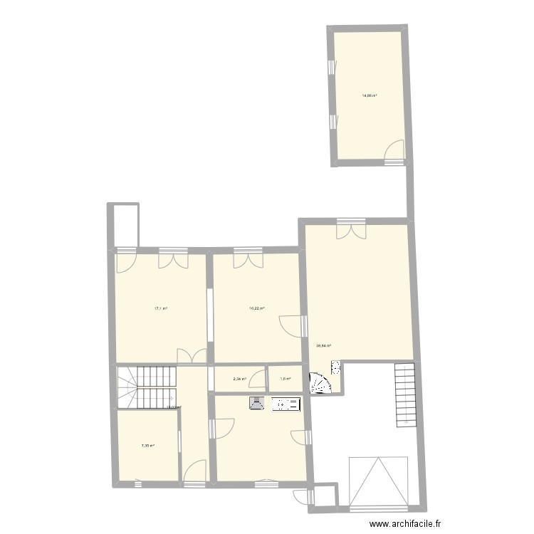 pazayac origine. Plan de 14 pièces et 166 m2