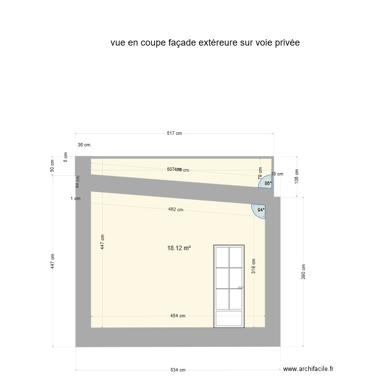 facade extérieure donne sur voie privée. Plan de 0 pièce et 0 m2