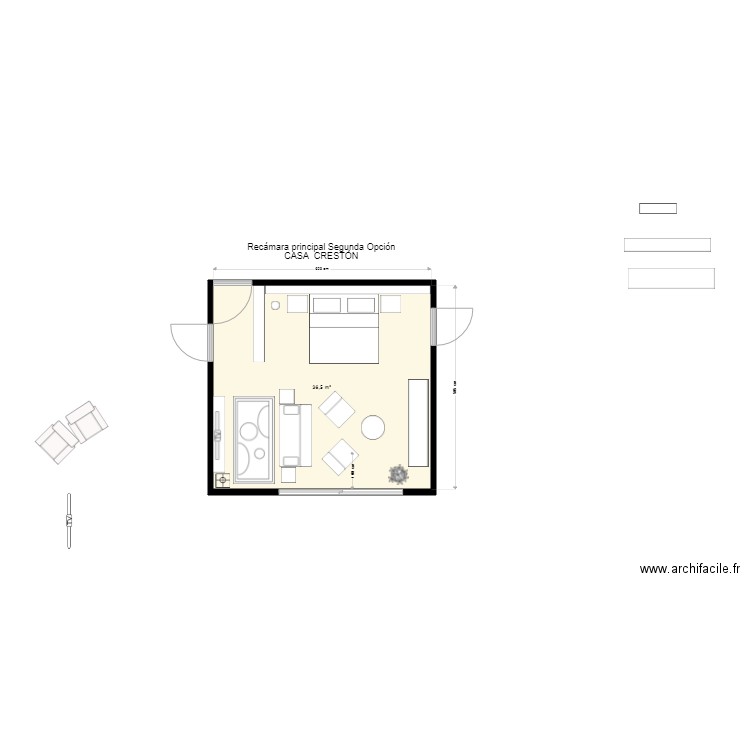 Casa Crestón Recámara principal SEGUNDA OPCIÓN. Plan de 0 pièce et 0 m2