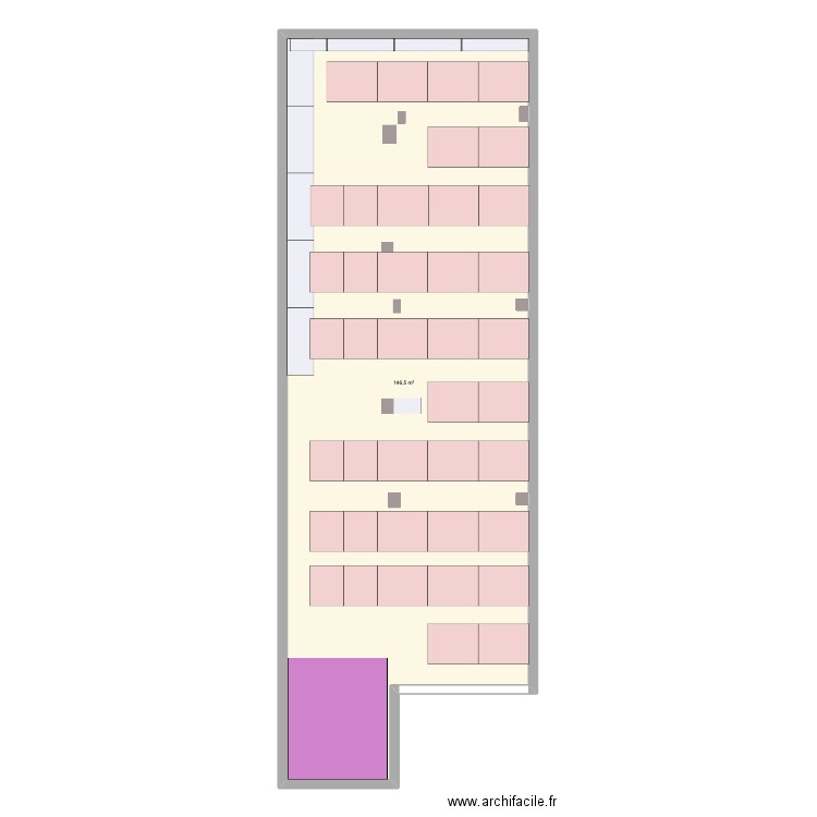 FFA light (si packing + stockage pas la). Plan de 1 pièce et 147 m2