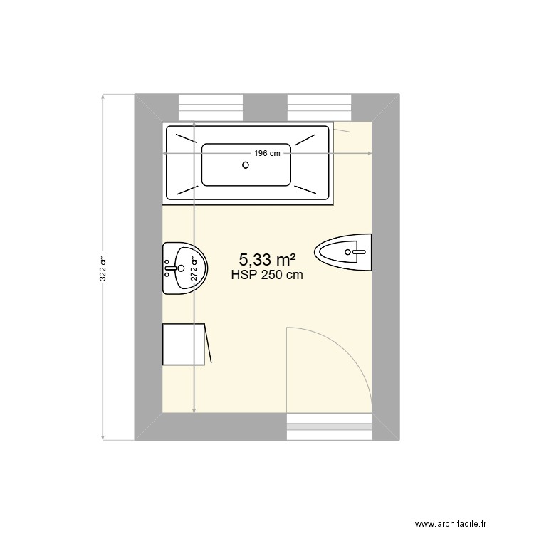 sdb-blin. Plan de 1 pièce et 5 m2