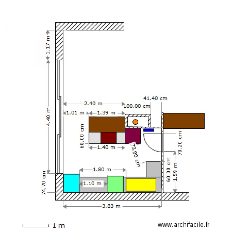 Cuisine ouverte porte. Plan de 0 pièce et 0 m2