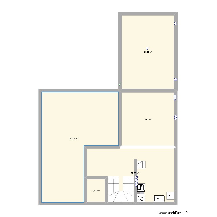 final rdc. Plan de 5 pièces et 96 m2