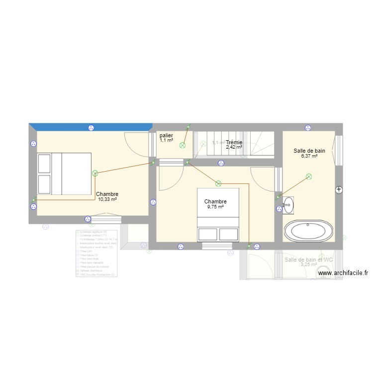 maison sarah. Plan de 11 pièces et 63 m2