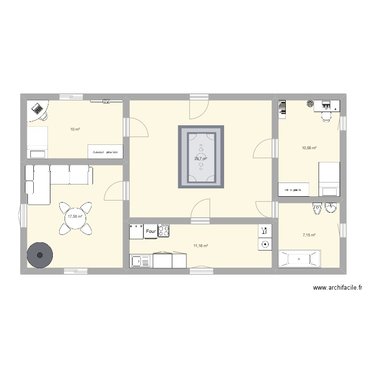 3robi spow nifaw . Plan de 6 pièces et 86 m2