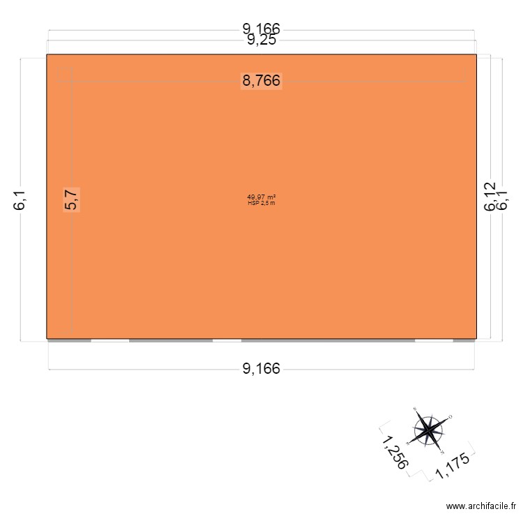 plans 2. Plan de 1 pièce et 50 m2