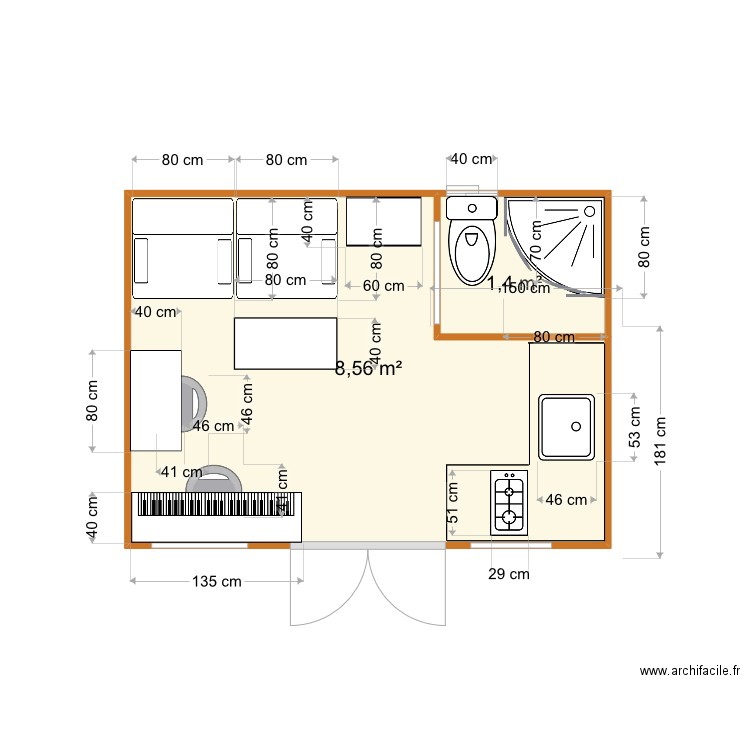 10m2. Plan de 0 pièce et 0 m2