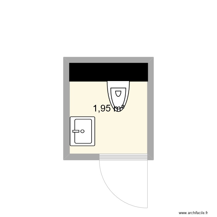 TOILETTE. Plan de 1 pièce et 2 m2