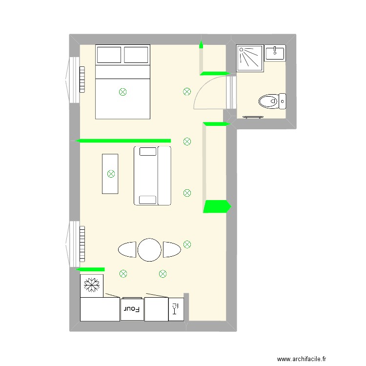 App RDC 2. Plan de 4 pièces et 28 m2