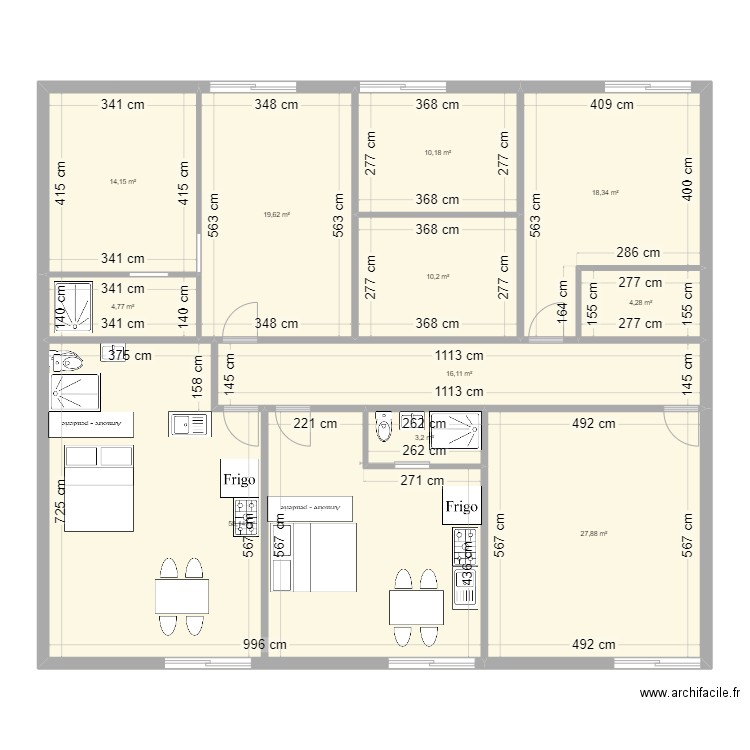 Studio F2 F3. Plan de 11 pièces et 187 m2