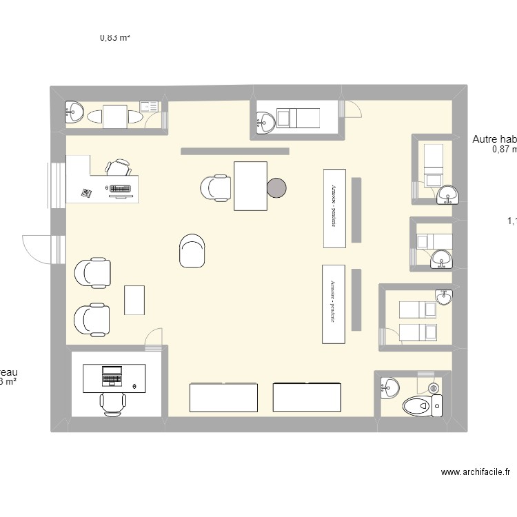 dossier vente. Plan de 8 pièces et 35 m2