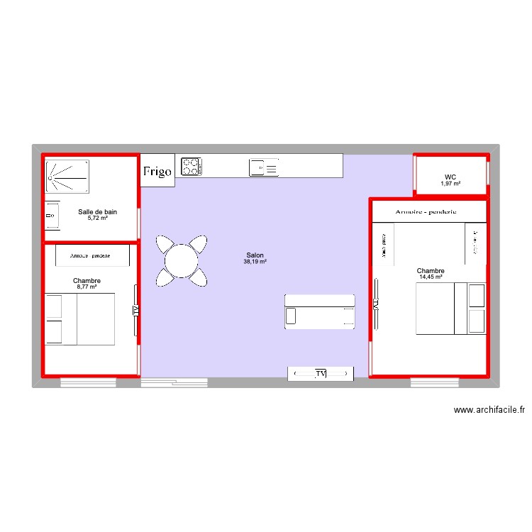 maison Gaby. Plan de 5 pièces et 103 m2