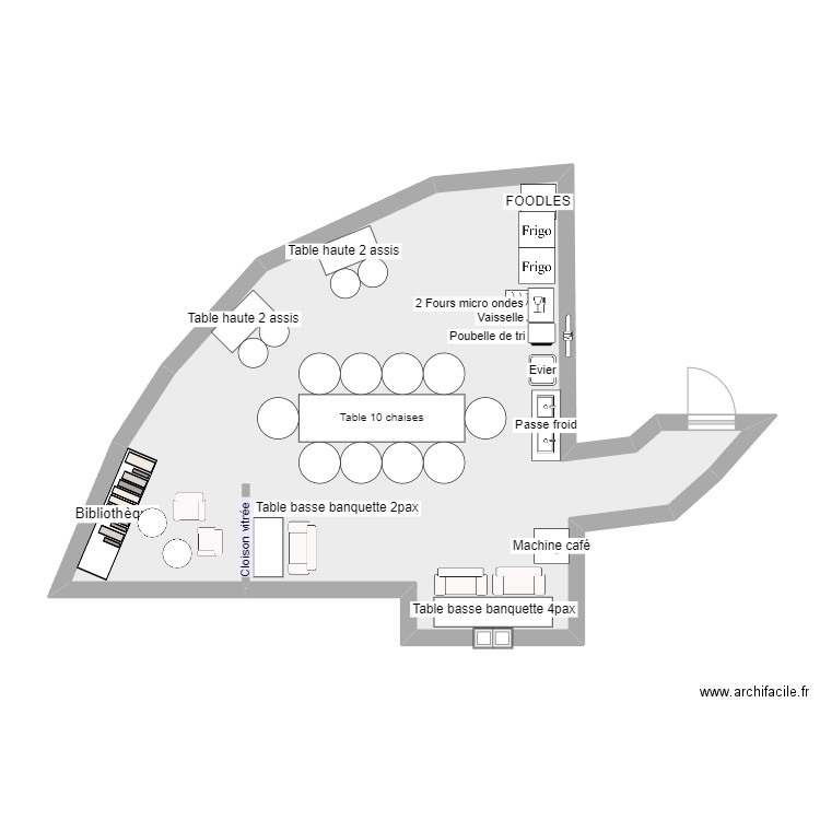 Refectoire. Plan de 1 pièce et 46 m2