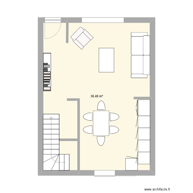 Maison. Plan de 1 pièce et 38 m2