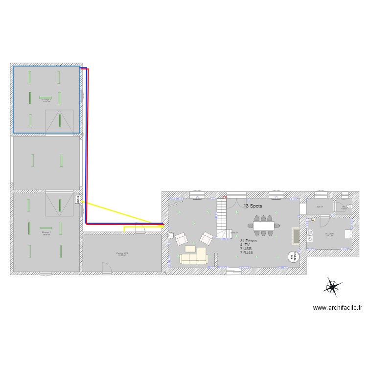 Plan elec RDC. Plan de 0 pièce et 0 m2