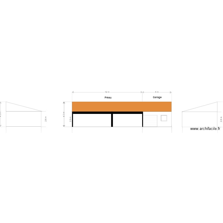 vue de face garage preaux trijasse. Plan de 0 pièce et 0 m2