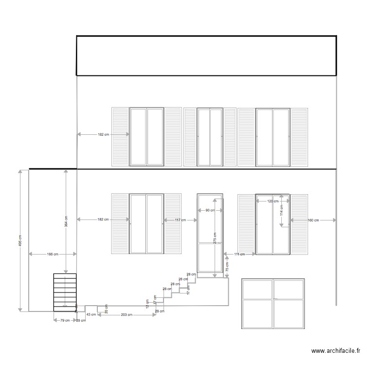 façade NE. Plan de 0 pièce et 0 m2