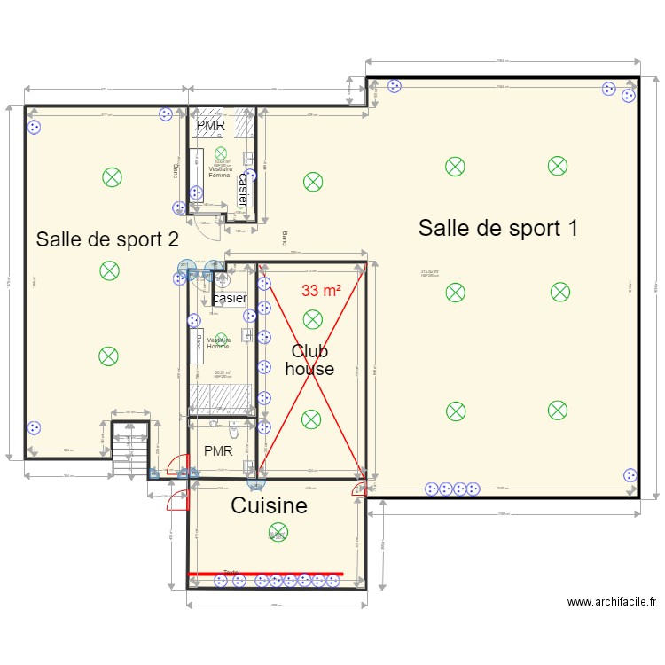 RDC Salle de sport placo. Plan de 0 pièce et 0 m2