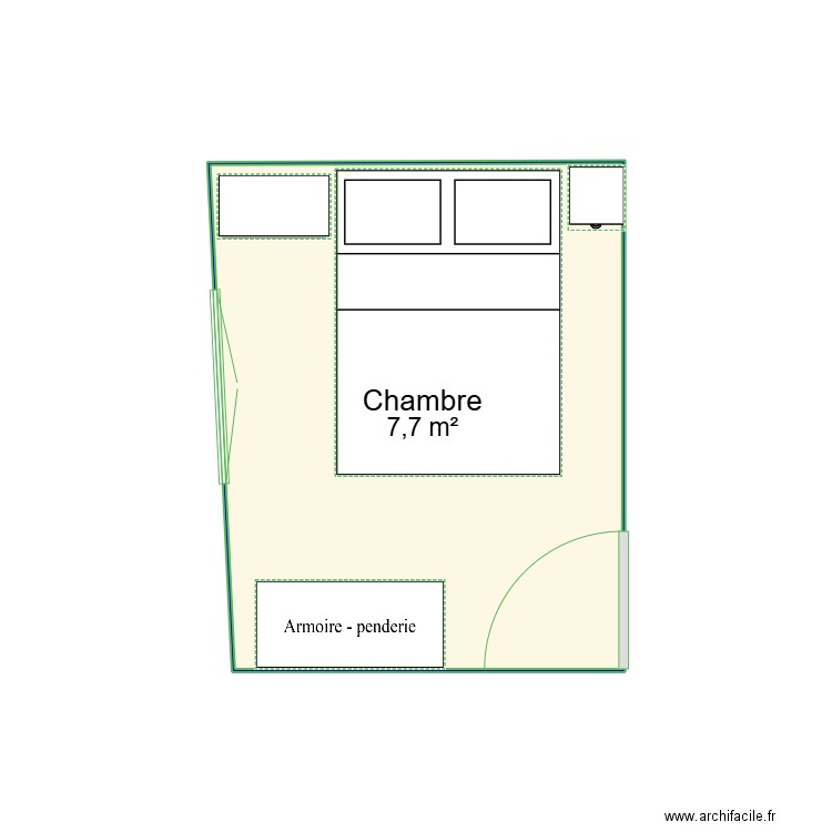 Chambre Jeff. Plan de 1 pièce et 8 m2