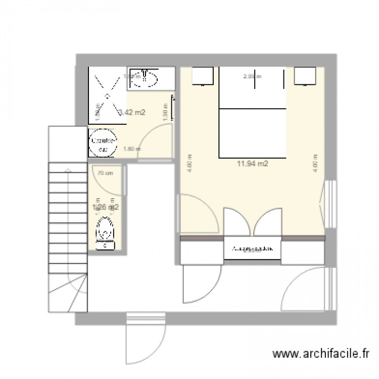 SdB Gite douche 120x80 chauffe eau sur Lave Linge. Plan de 0 pièce et 0 m2