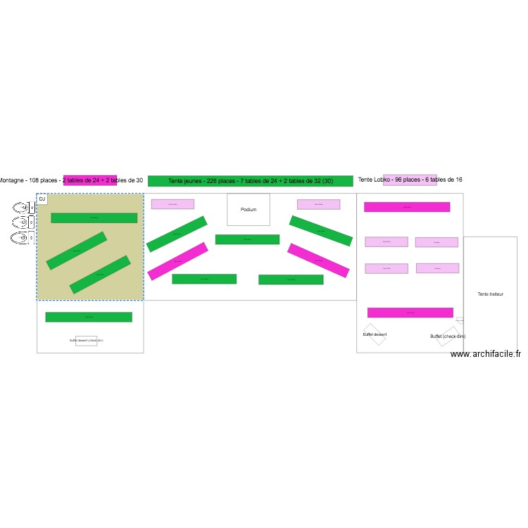 Tente mariage. Plan de 0 pièce et 0 m2