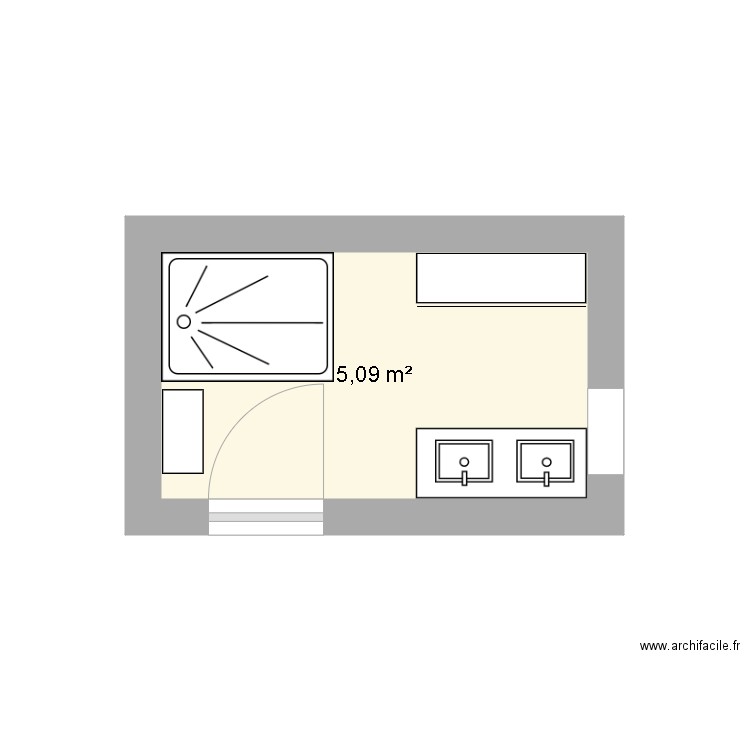 salle de bain - Plan 1 pièce 5 m2 dessiné par ccecilia