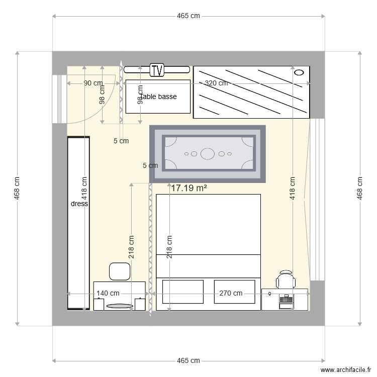 chambre. Plan de 0 pièce et 0 m2