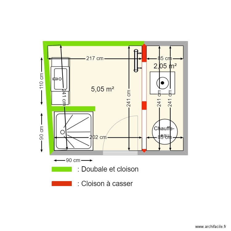 SCHOPPHOVEN  Pocancy. Plan de 2 pièces et 7 m2