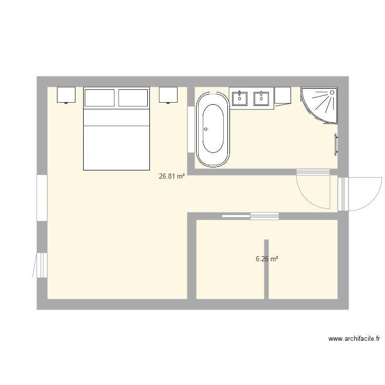 CHAMBRE PARENTALE - Plan 2 pièces 33 m2 dessiné par vero1717