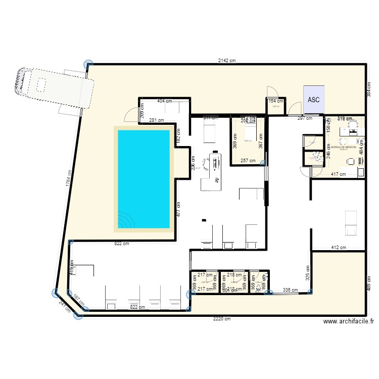 hd centre. Plan de 9 pièces et 234 m2