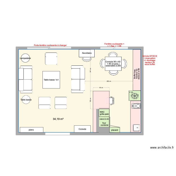 Cuisine arclinea 2 bis. Plan de 1 pièce et 34 m2