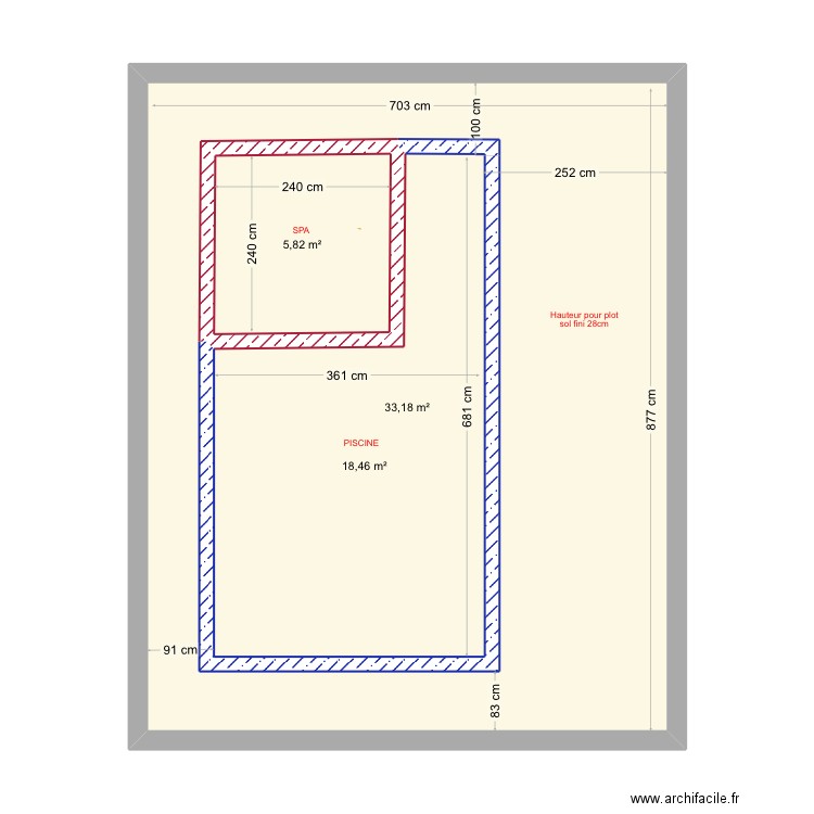 -Piscine Graingallet. Plan de 3 pièces et 87 m2