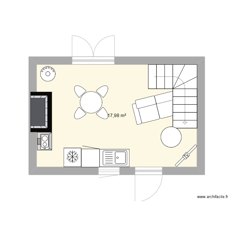 Petite maison. Plan de 1 pièce et 18 m2