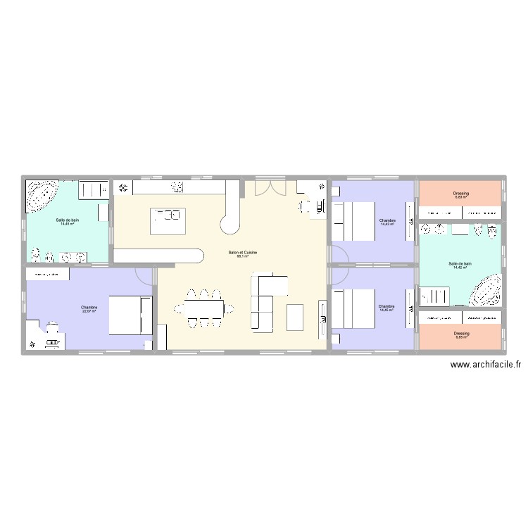 maison pp 3ch 2sdb. Plan de 8 pièces et 162 m2