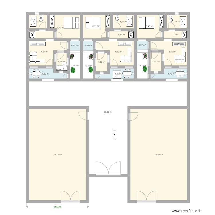 yake chambre salon. Plan de 26 pièces et 140 m2