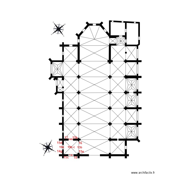 collégiale ND MONTBRI. Plan de 1 pièce et 2 m2