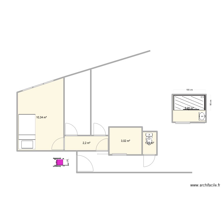 EVA . Plan de 5 pièces et 20 m2