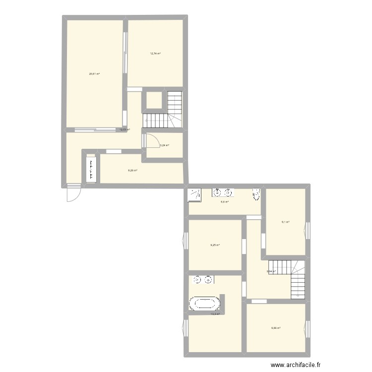 Maison Chabloz. Plan de 11 pièces et 115 m2