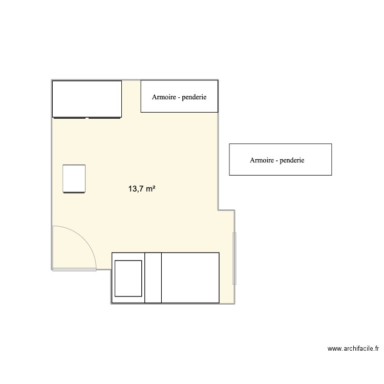 Jeannot. Plan de 1 pièce et 14 m2