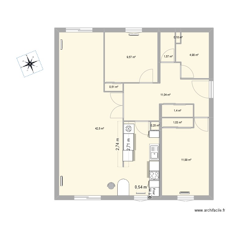 appt 102. Plan de 11 pièces et 85 m2